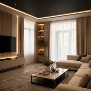 Electric Remote Controlled Curtains for High Ceiling Windows