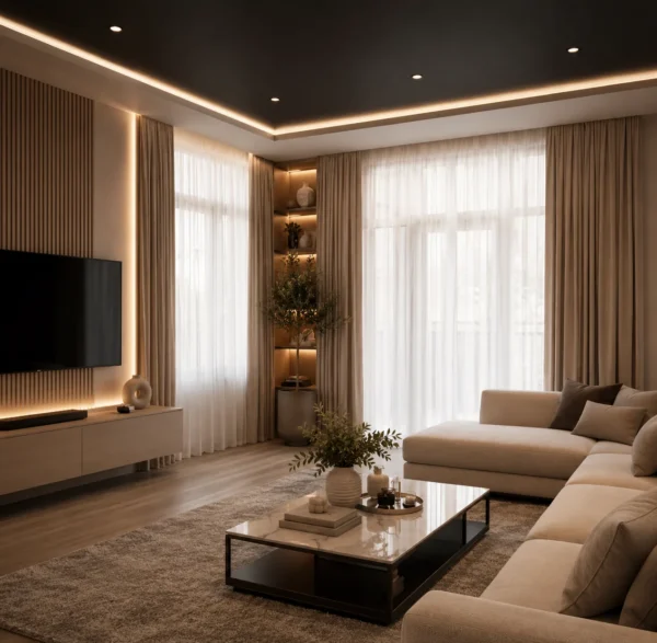 Electric Remote Controlled Curtains for High Ceiling Windows